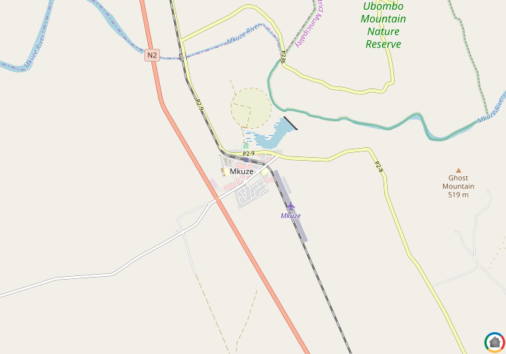 Map location of Mkuze